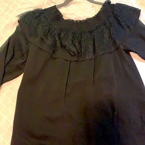 On/off shoulder black with lace collar top
